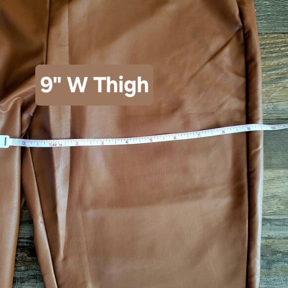 NWOT Zenana Faux Leather Leggings XL Brown High Waist Curvy Edgy Winter Fall - Picture 8 of 9